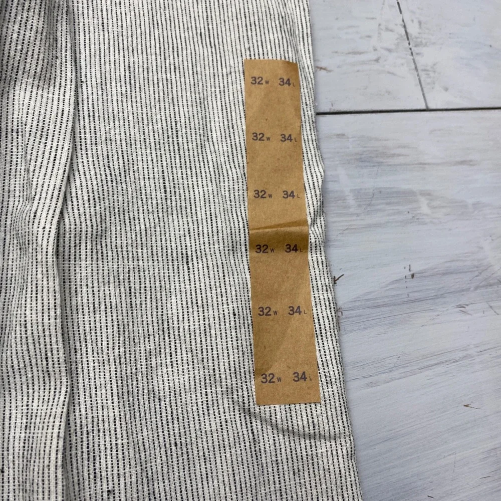 J.Crew Slim Bedford Pants Mens 32x34 White Blue Stripe Linen Blend Dress Casual